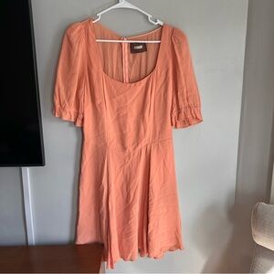 Reformation Short Sleeve Babydoll Mini Dress Coral‎ 10 Vintage Ref Made in USA